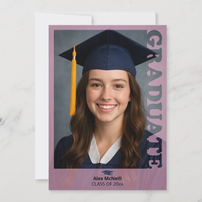 Simple Elegant Pink Photo Template Graduation (Front)
