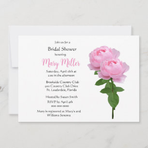 Simple Elegant Pink Rose Bridal Shower Invitation