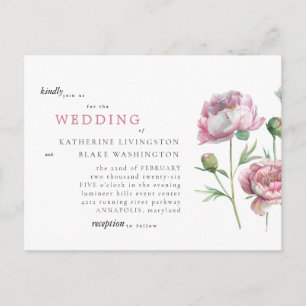 Simple Elegant Pink Stem Postcard Wedding