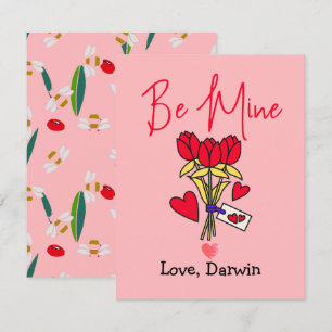 simple elegant pink valentine, be mine card