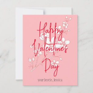 simple elegant pink valentine, Sweet for Friends Card