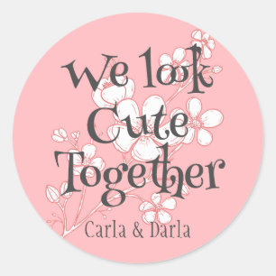 simple elegant pink valentine, Sweet for Friends Classic Round Sticker