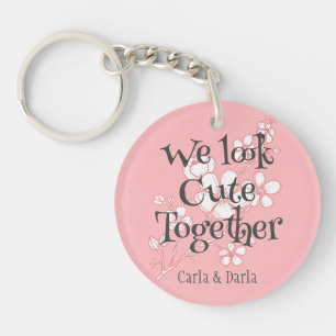 simple elegant pink valentine, Sweet for Friends Key Ring
