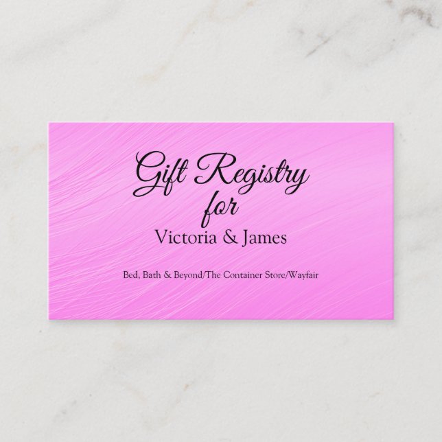 Simple Elegant Pink Wedding Gift Registry Enclosure Card (Front)