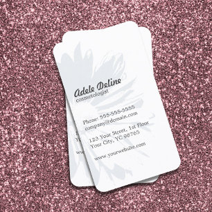 Simple Elegant Plain Floral Cosmetologist Business Card