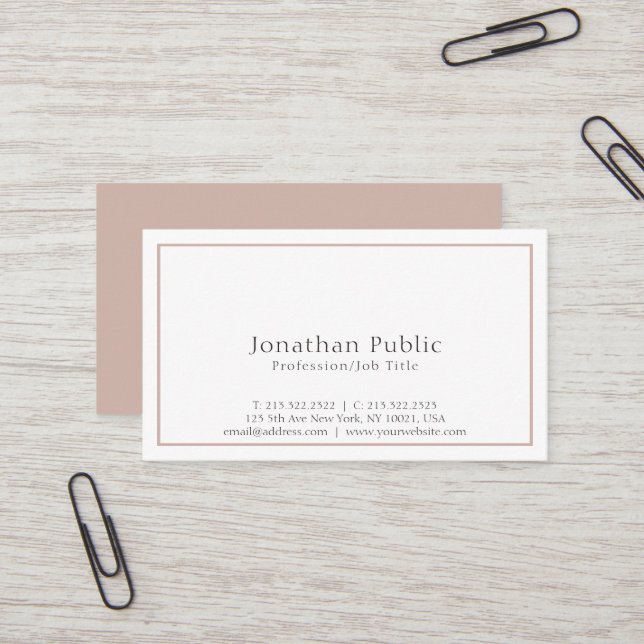Simple Elegant Plain Professional Modern Business Card (Front/Back In Situ)