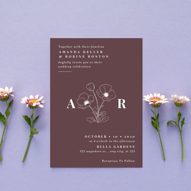 Simple Elegant Poppy Flower Wedding Invitation (Creator Uploaded)
