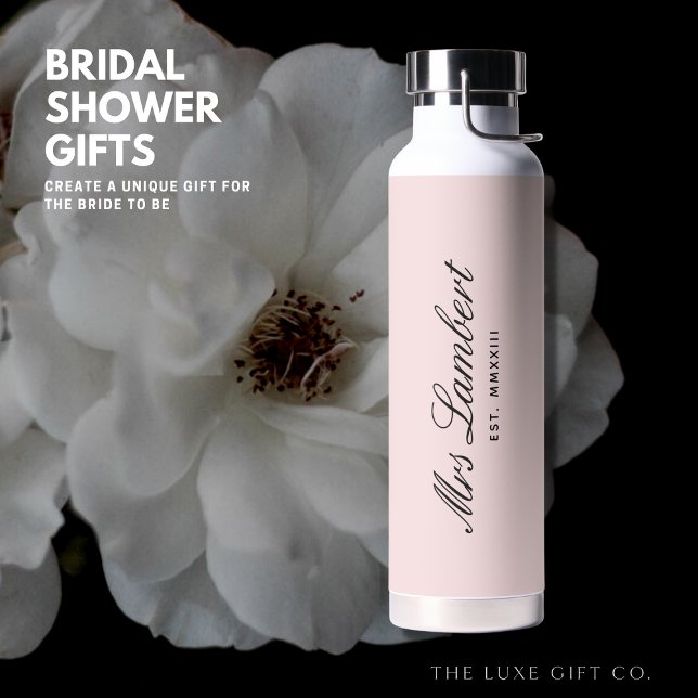 Simple Elegant Pretty Blush Pink Gift Bride to Be Water Bottle (Creator Uploaded)