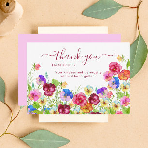 Simple Elegant Pretty Floral Modern Minimalist  Thank You Card