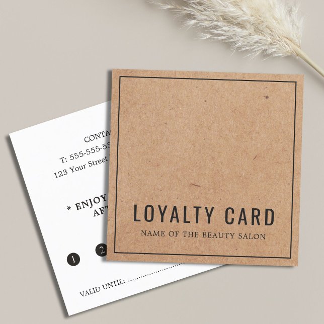 Simple Elegant Printed Kraft Beauty Salon Loyalty Card (Creator Uploaded)