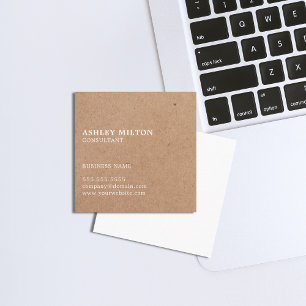Simple Elegant PRINTED Kraft Paper Consultant Squa Square Business Card