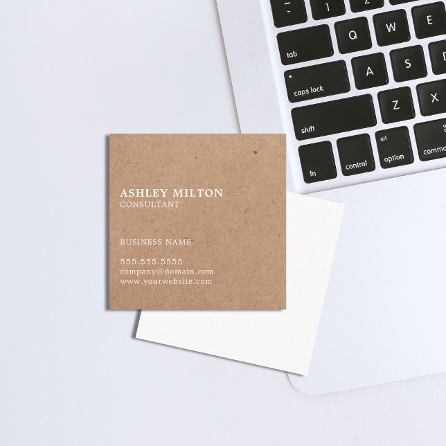 Simple Elegant PRINTED Kraft Paper Consultant Squa Square Business Card (Creator Uploaded)