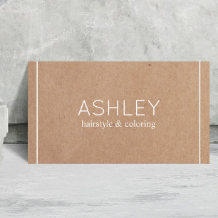 Simple Elegant Printed Kraft White Hairstylist Business Card
