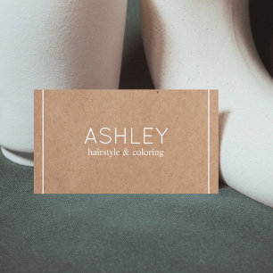 Simple Elegant Printed Kraft White Hairstylist Business Card