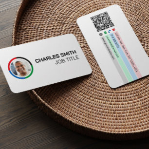 Simple Elegant Professional Colourful Photo QR Cod Business Card