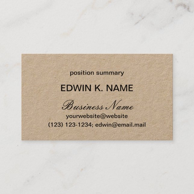 Simple Elegant Professional Kraft Business Cards (Front)