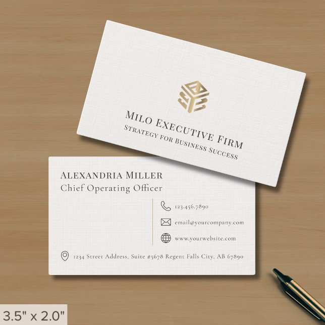 Simple Elegant Professional Linen Business Card (Creator Uploaded)
