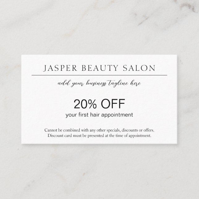 Simple Elegant Professional Minimal QR Code Modern Discount Card (Front)