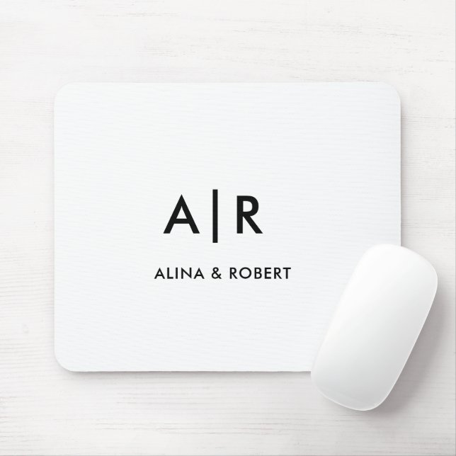 Simple Elegant Professional  Monogram Minimalist Mouse Pad (With Mouse)