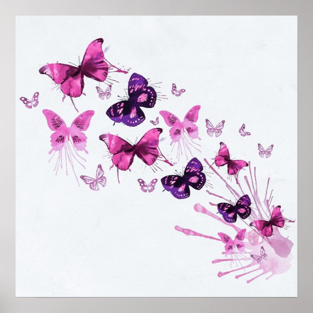 Simple Elegant Purple Butterflies | Poster (Front)