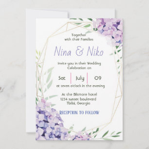 Simple elegant purple flowers design  Invitation