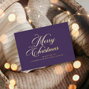 Simple Elegant Purple Merry Christmas Gold