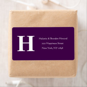 Simple Elegant Purple Plum Monogram Initial return