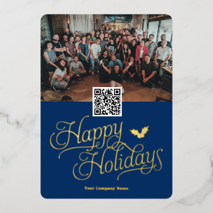 Simple elegant QR code business holiday cards 