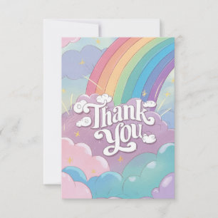 Simple Elegant Rainbow and Clouds Thank You Card