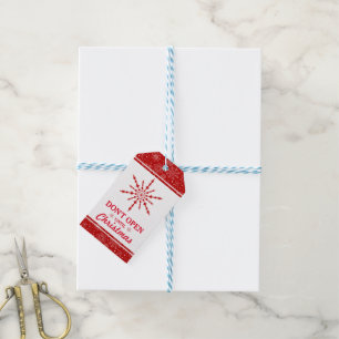 Simple Elegant Red Abstract Christmas Star Gift Tags