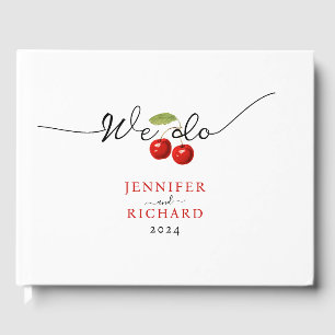 Simple Elegant Red And White Cute Cherries Wedding Guest Book