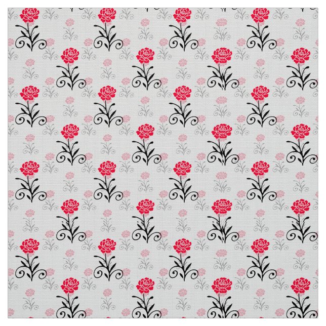 Simple Elegant Red Flower Pattern Fabric (Swatch)