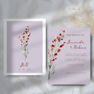 Simple Elegant Red Flower Wedding Invitation