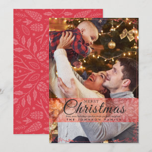 Simple Elegant Red Frame Photo Christmas Holiday Card