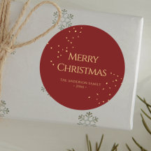 Simple Elegant Red & Gold Confetti Merry Christmas