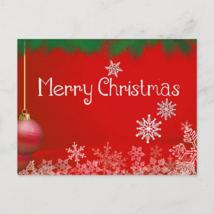 Simple Elegant Red Merry Christmas Socks Decor Holiday Postcard