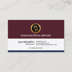 Simple Elegant Red Power Electricity Electrician Business Card