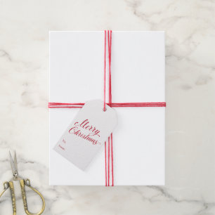Simple Elegant Red Script Modern Christmas Gift Tags