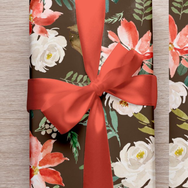 Simple elegant red terracotta gift wrap satin ribbon (The wrapping paper can be purchased separately - please see the collection)