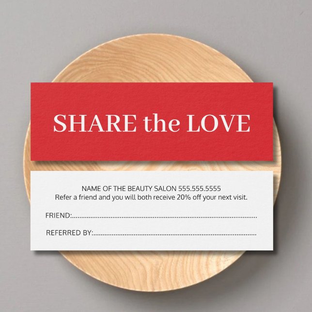 Simple Elegant Red White Beauty Referral Card (Creator Uploaded)