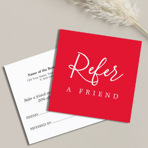 Simple Elegant Red White Beauty Referral Card