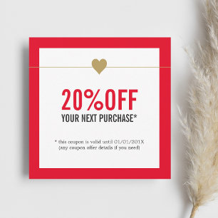 Simple Elegant Red White Beauty Salon Coupon Card