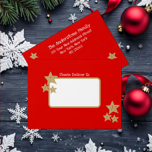  Simple elegant red white Christmas greeting card  Envelope