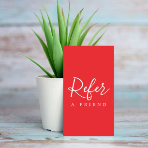 Simple Elegant Red White Referral Card