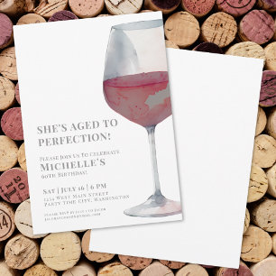 Simple Elegant Red Wine Birthday Party Invitation