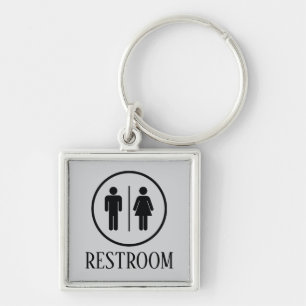 Simple Elegant Restroom Washroom Toilet Signage Key Ring