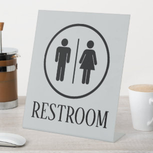 Simple Elegant Restroom Washroom Toilet Signage Pedestal Sign