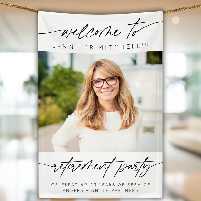 Simple Elegant Retirement Party Photo Welcome Banner (Creator Uploaded)