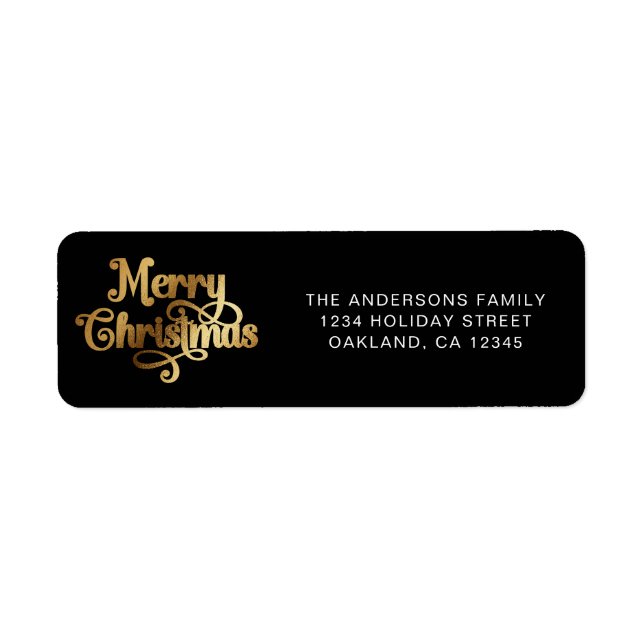 Simple Elegant Retro Black & Gold Merry Christmas (Front)