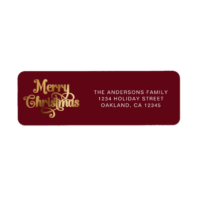 Simple Elegant Retro Red & Gold Merry Christmas (Front)